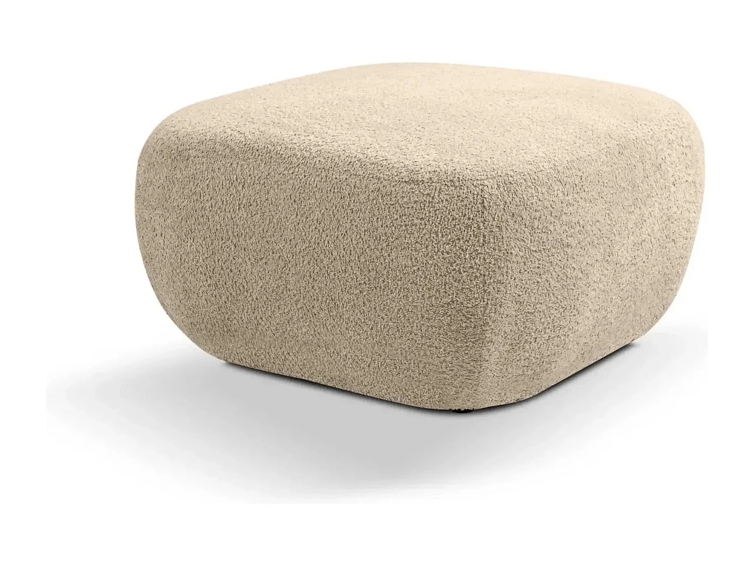 SANTIAGO - Pouf tissu bouclette - Taupe