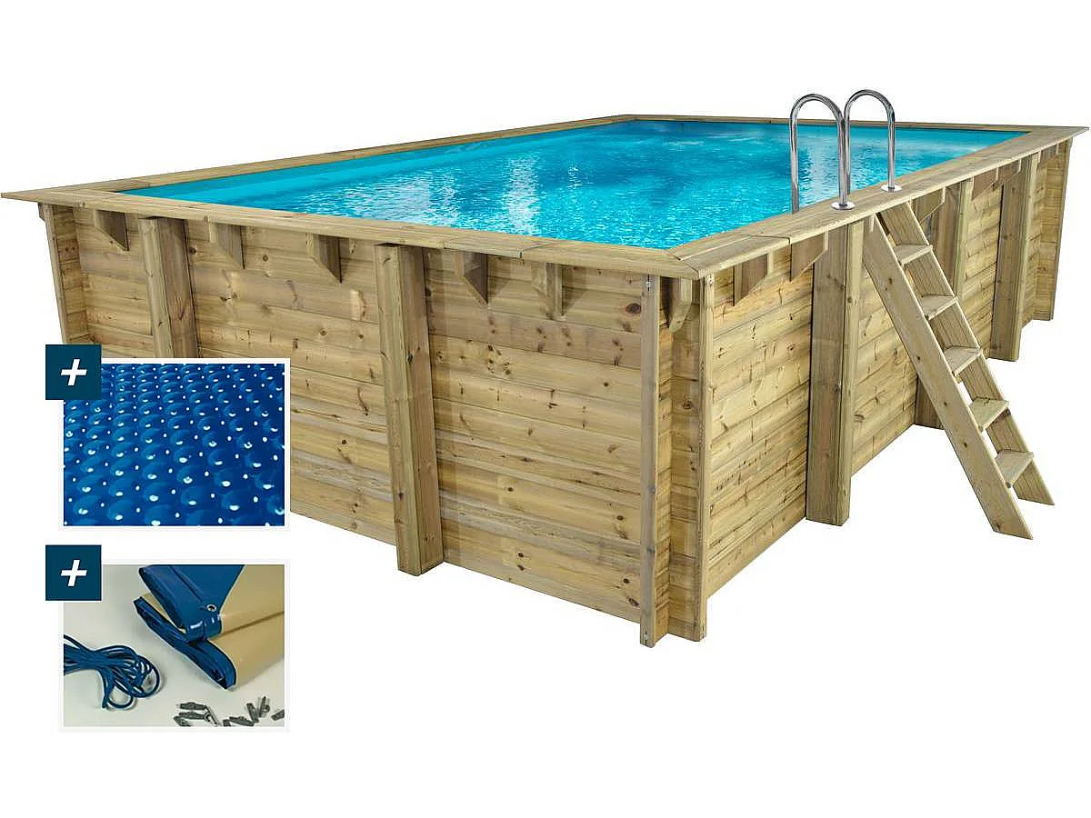 Piscina rettangolare in legno "Panama" - 6,20 x 4,10 x 1,31 m