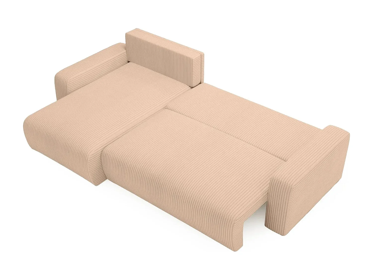 LUCIE - Canapé d'angle velours cotelé - Café