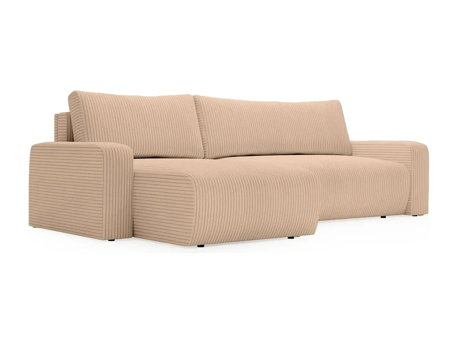 LUCIE - Canapé d'angle velours cotelé 4 places - Café