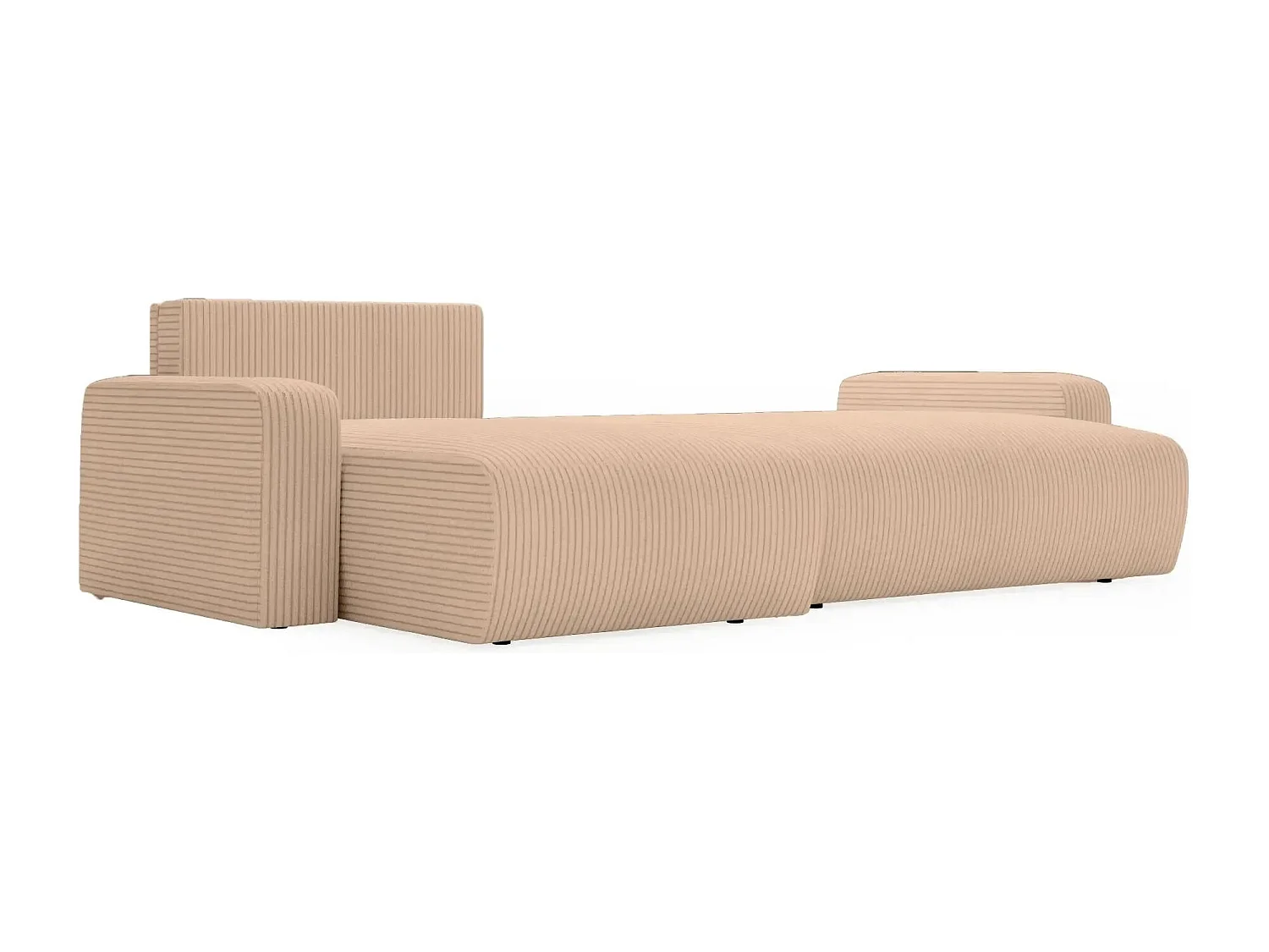 LUCIE - Canapé d'angle velours cotelé 4 places - Café