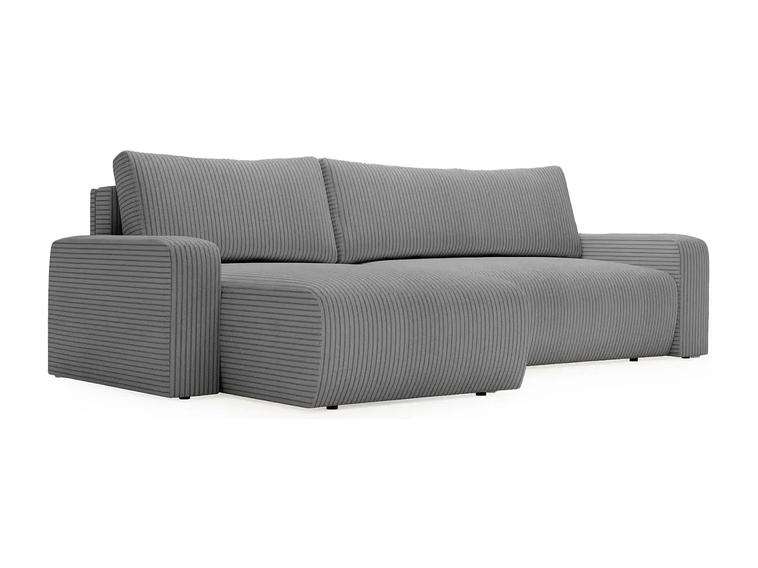 LUCIE - Canapé d'angle velours cotelé 4 places - Gris Foncé