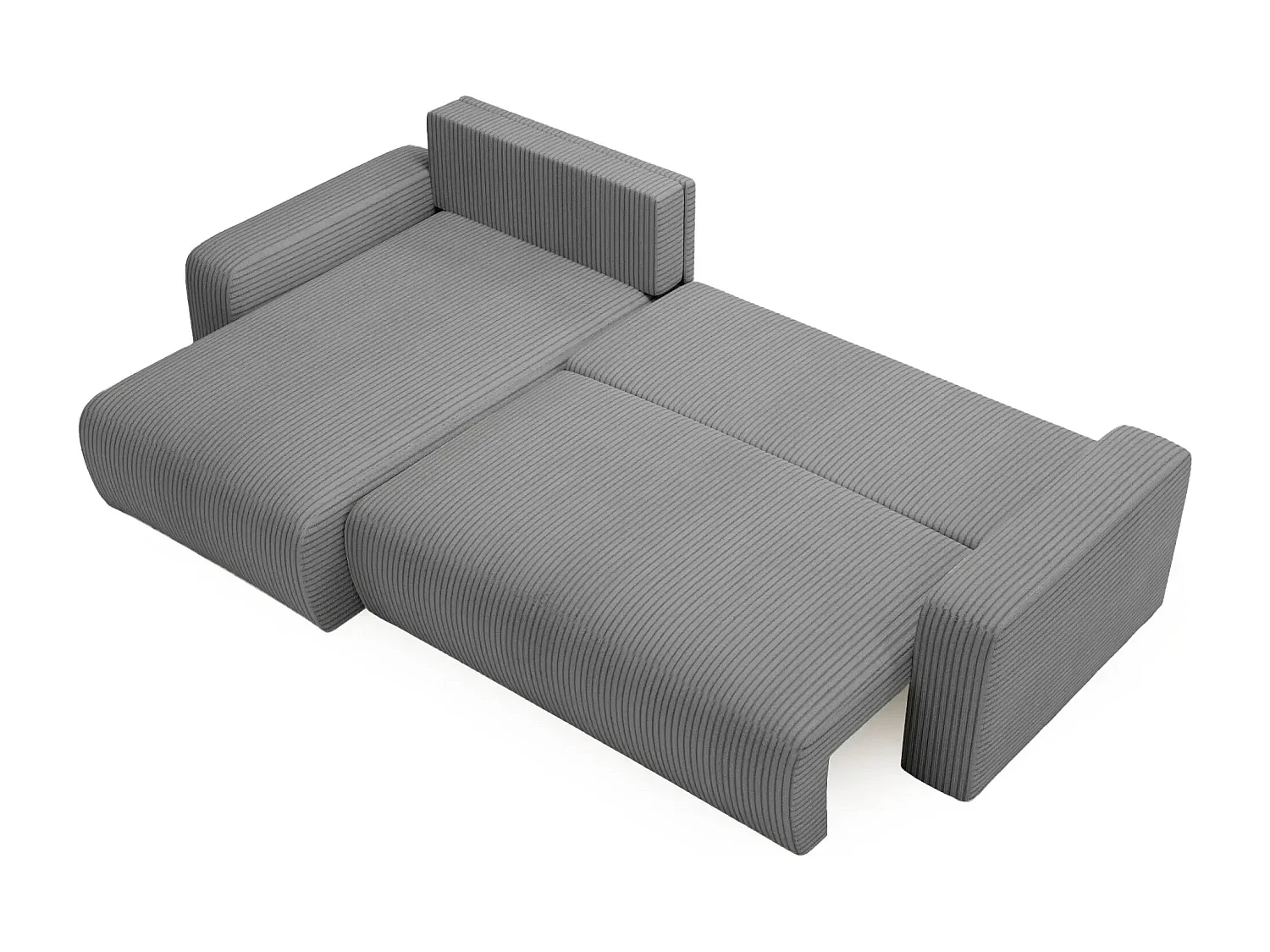 LUCIE - Canapé d'angle velours cotelé 4 places - Gris Foncé