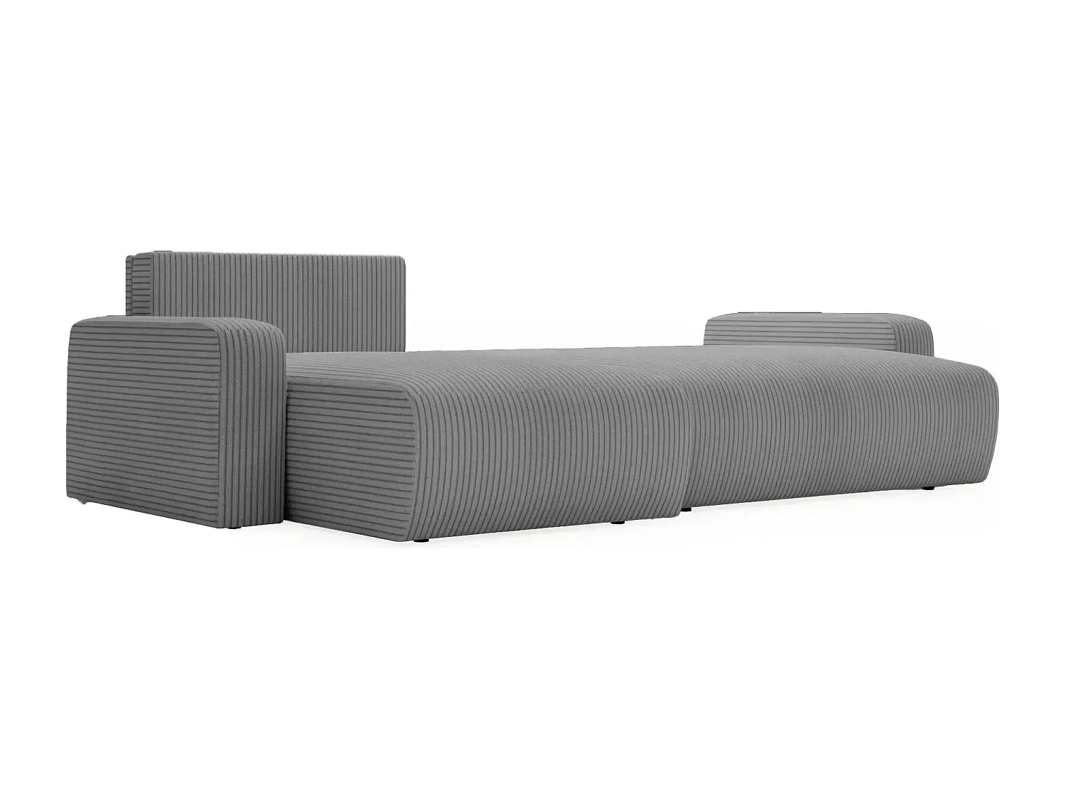 LUCIE - Canapé d'angle velours cotelé 4 places - Gris Foncé