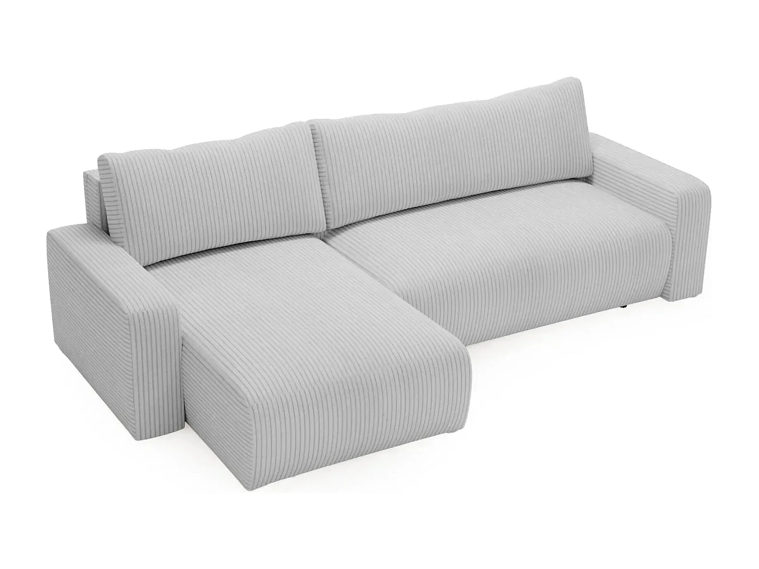 LUCIE - Canapé d'angle velours cotelé - Gris Clair
