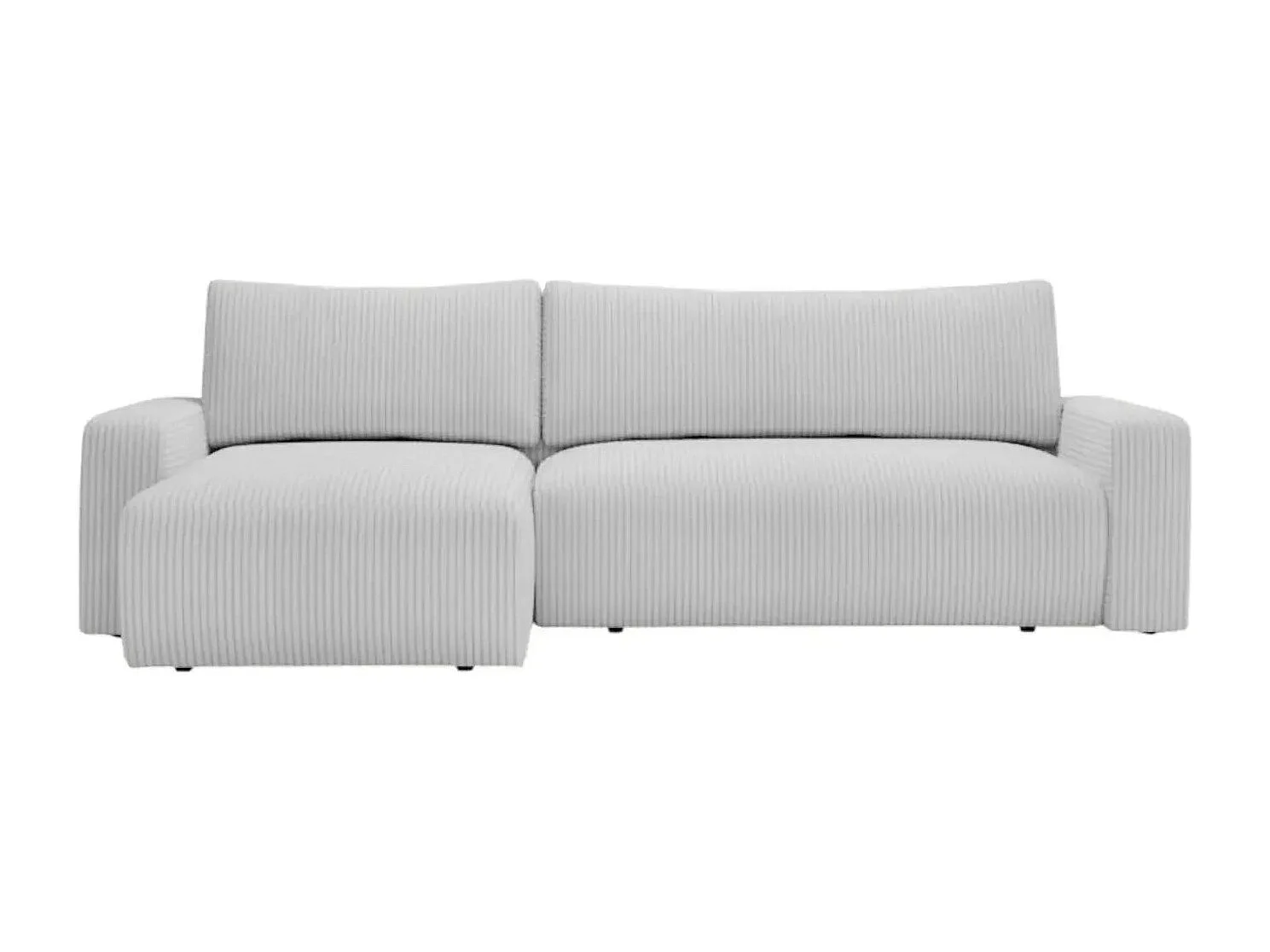 LUCIE - Canapé d'angle velours cotelé 4 places - Gris Clair