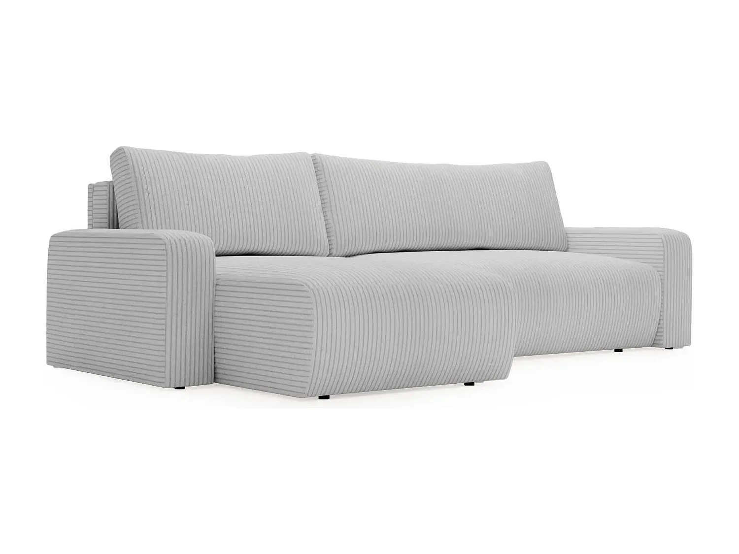 LUCIE - Canapé d'angle velours cotelé 4 places - Gris Clair