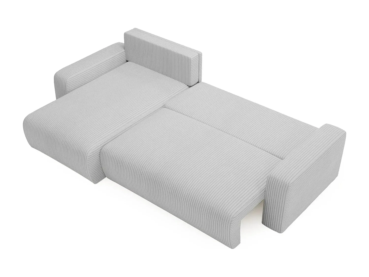 LUCIE - Canapé d'angle velours cotelé 4 places - Gris Clair