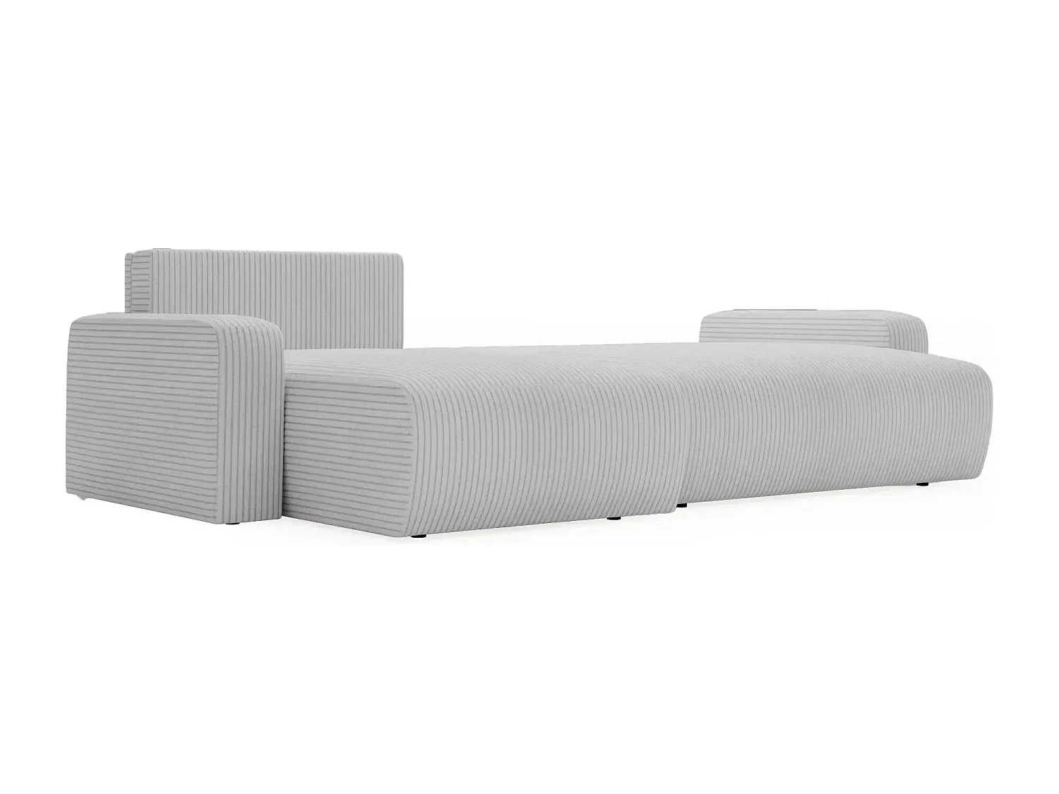 LUCIE - Canapé d'angle velours cotelé 4 places - Gris Clair