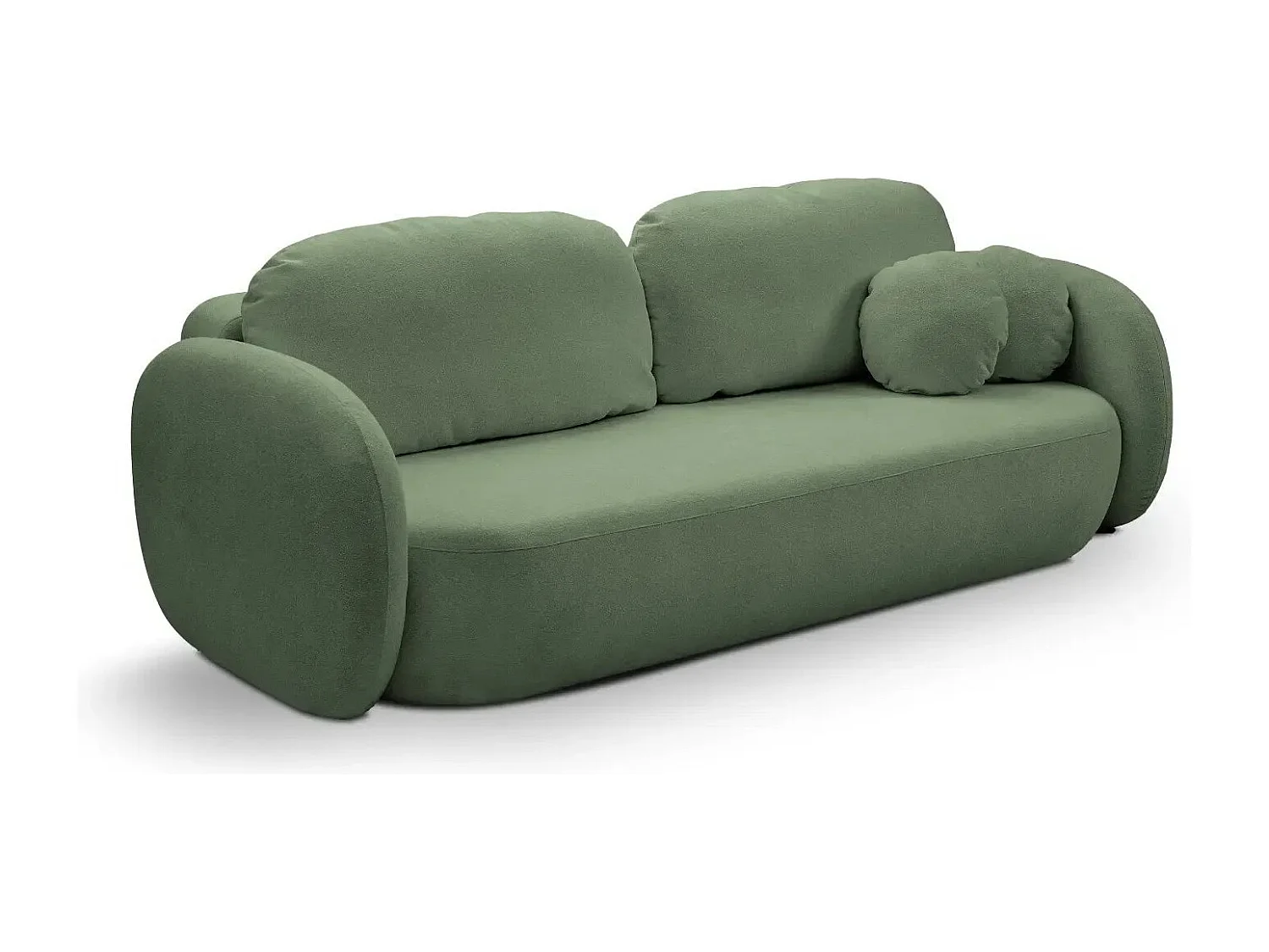 SANTIAGO - Canapé droit tissu bouclette - Vert