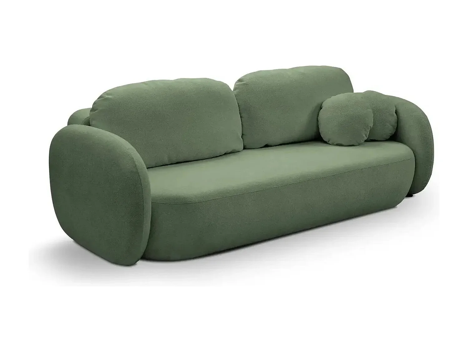 SANTIAGO - Canapé droit tissu bouclette 3 places - Vert