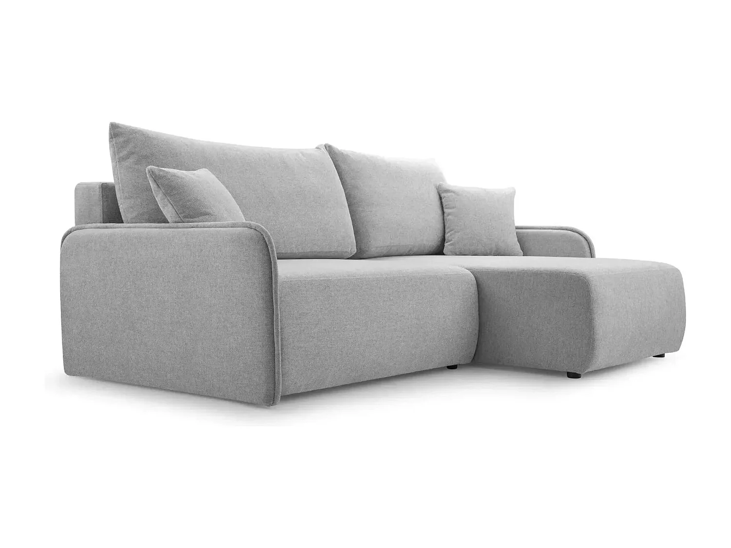 SACHA - Canapé d'angle tissu chiné 4 places - Gris Clair - Droit