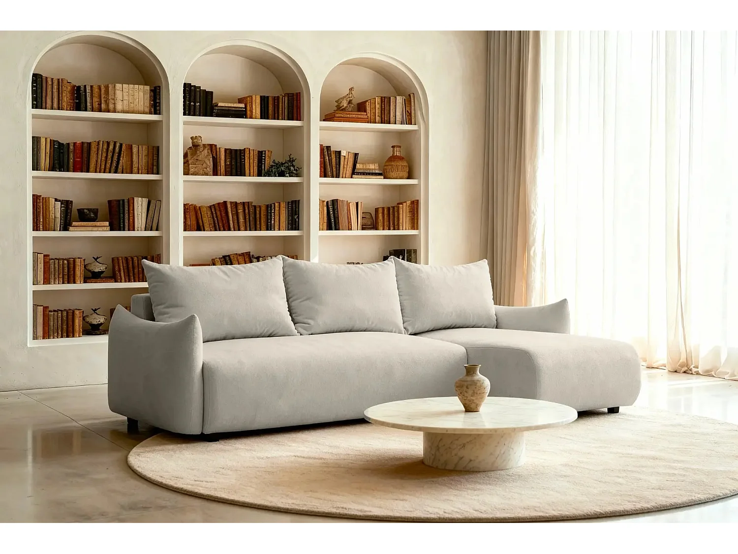 OCEANE - Canapé d'angle 3 places - Taupe