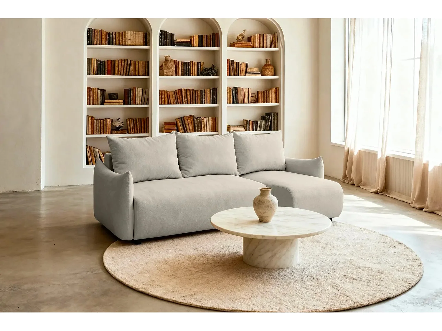 OCEANE - Canapé d'angle 3 places - Taupe