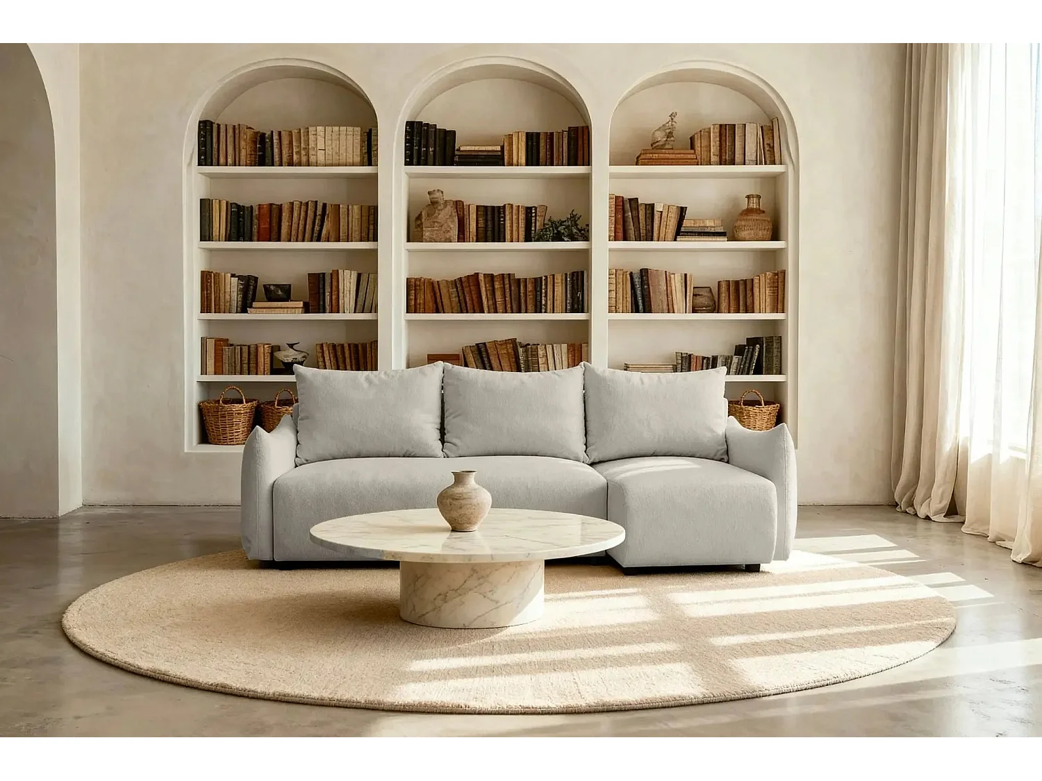 OCEANE - Canapé d'angle 3 places - Taupe