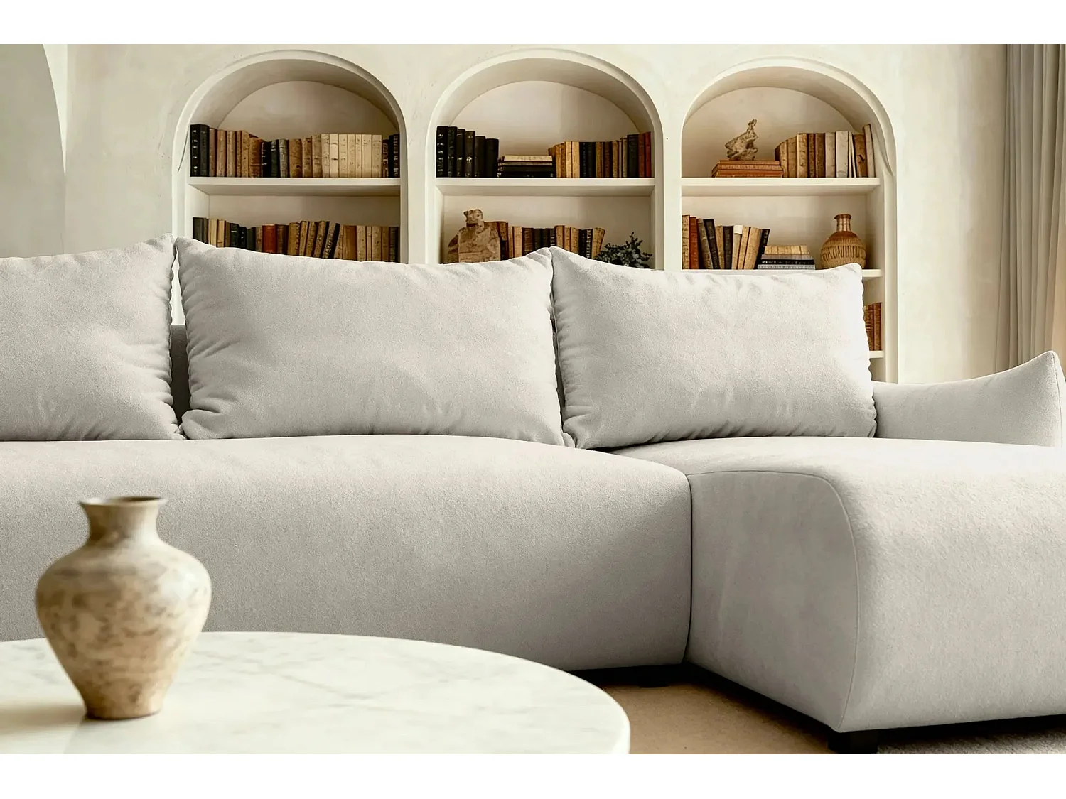 OCEANE - Canapé d'angle 3 places - Taupe