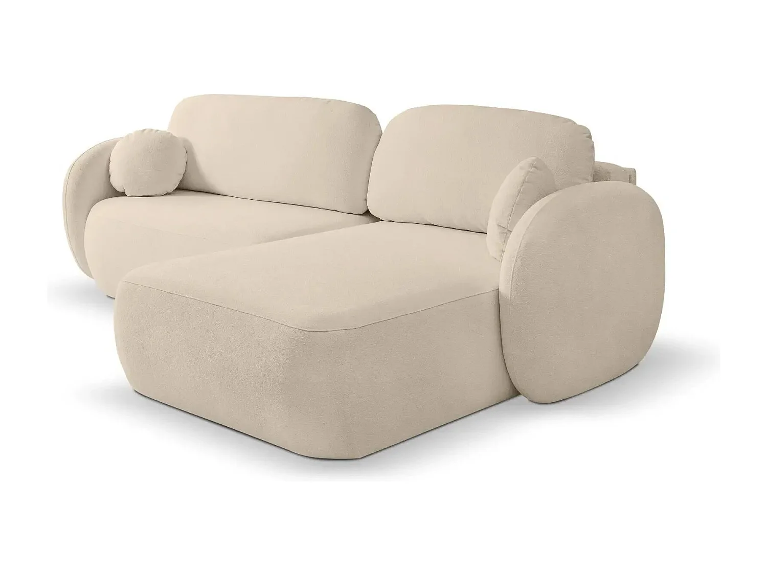 SANTIAGO - Canapé d'angle tissu bouclette - Taupe - Droit