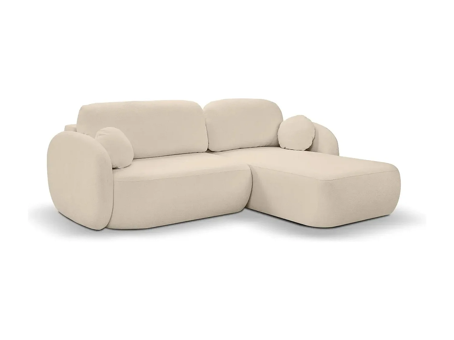 SANTIAGO - Canapé d'angle tissu bouclette - Taupe - Droit