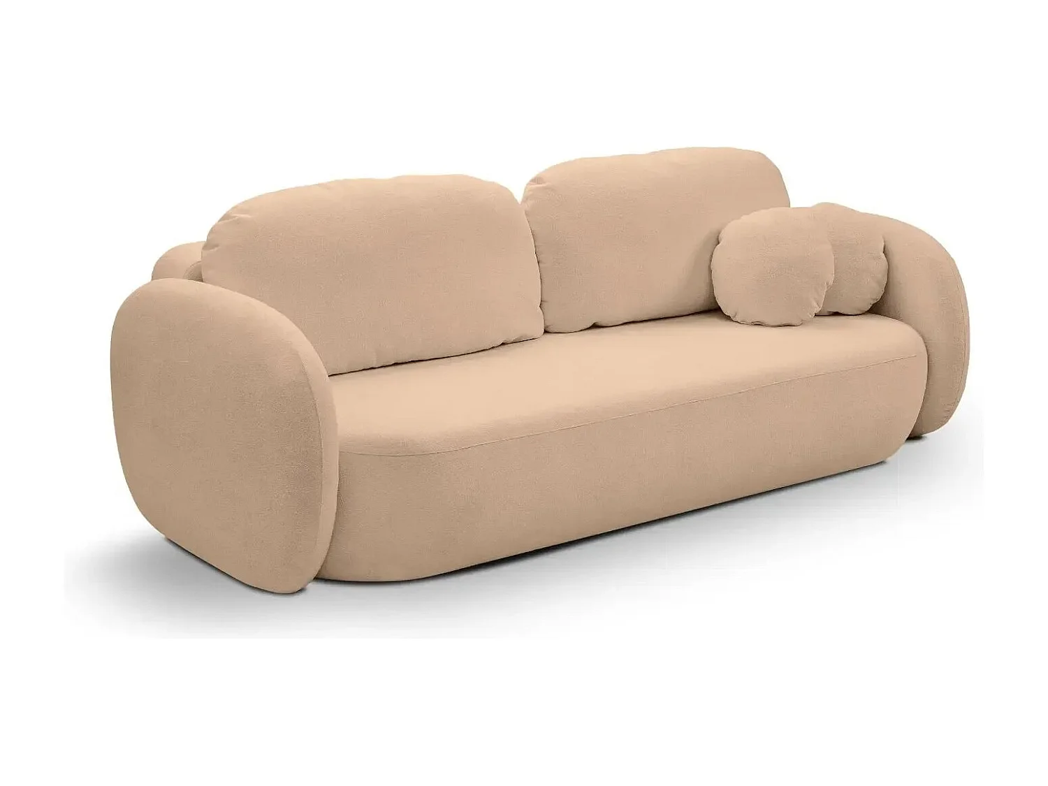 SANTIAGO - Canapé droit tissu bouclette - Café