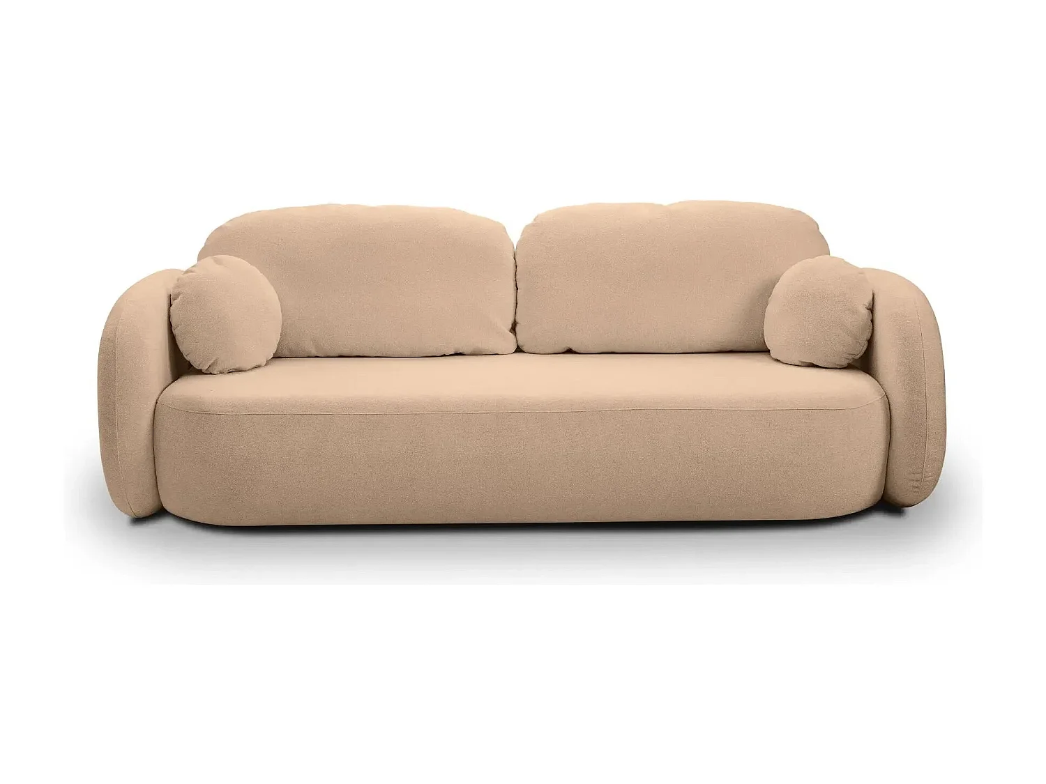 SANTIAGO - Canapé droit tissu bouclette - Café