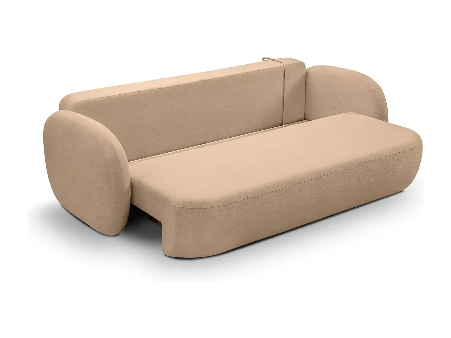 SANTIAGO - Canapé droit tissu bouclette - Café