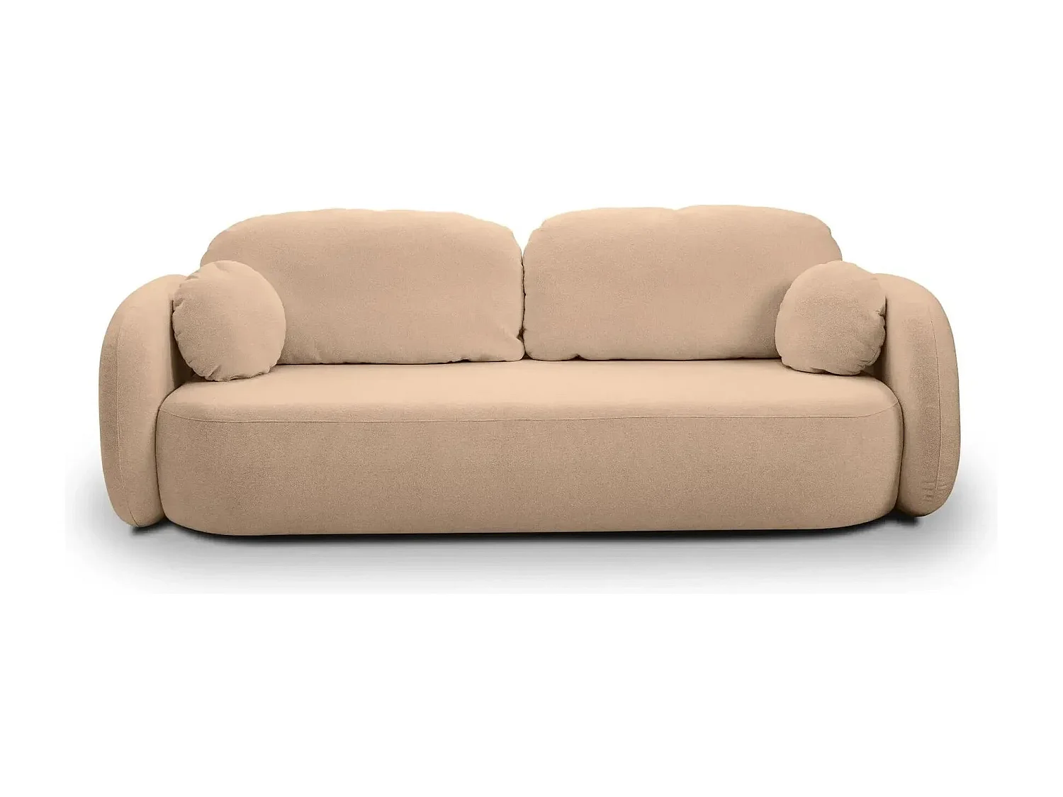 SANTIAGO - Canapé droit tissu bouclette 3 places - Café