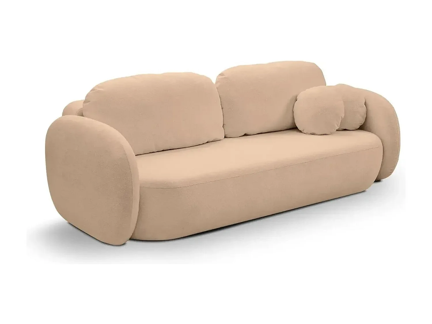 SANTIAGO - Canapé droit tissu bouclette 3 places - Café