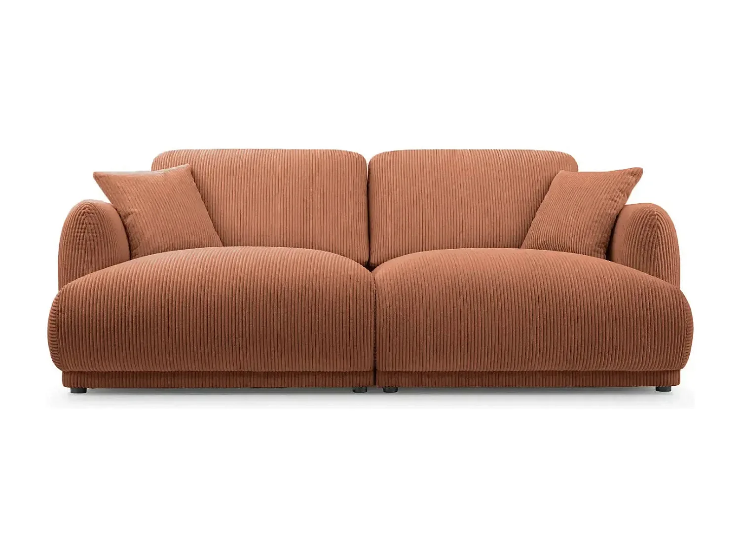 ROSALIE - Canapé droit 2 places velours cotelé 2 places - Terracotta