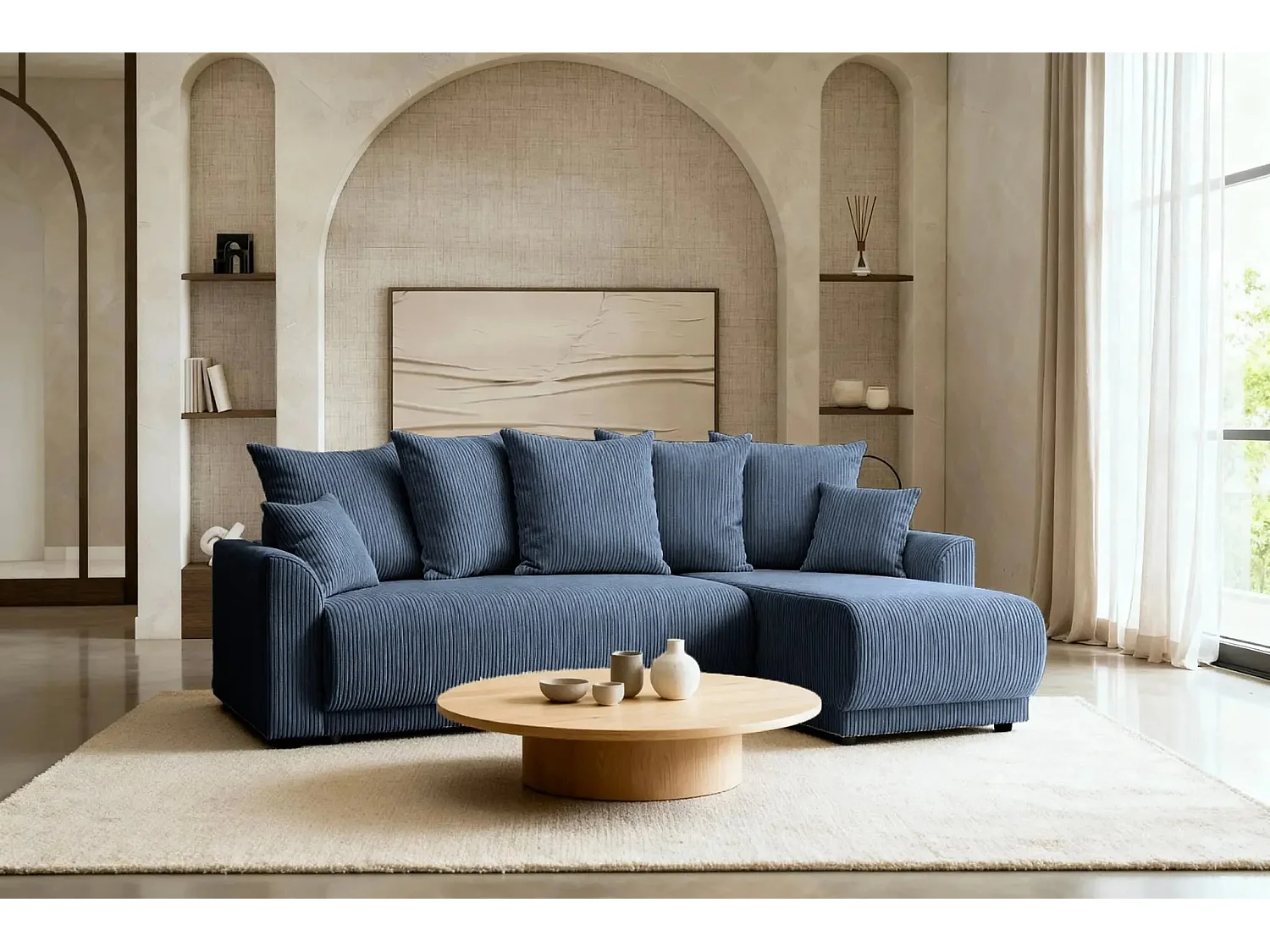 RIO - Canapé d'angle 3 places - Bleu