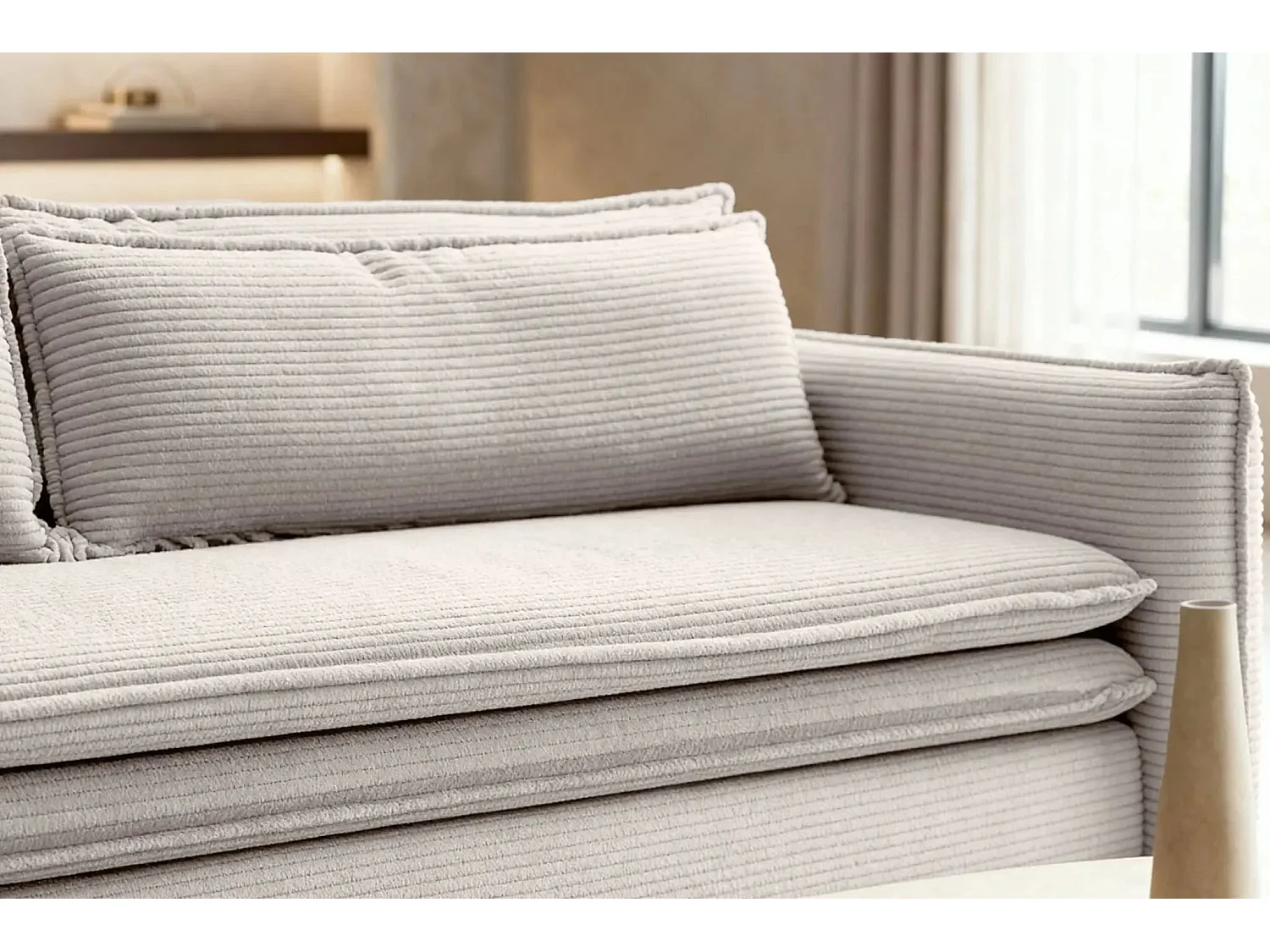 OSCAR - Canapé droit convertible 3 places - Beige