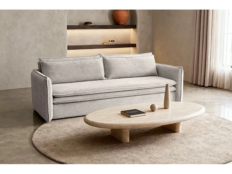 OSCAR - Canapé droit convertible 3 places 3 places - Beige