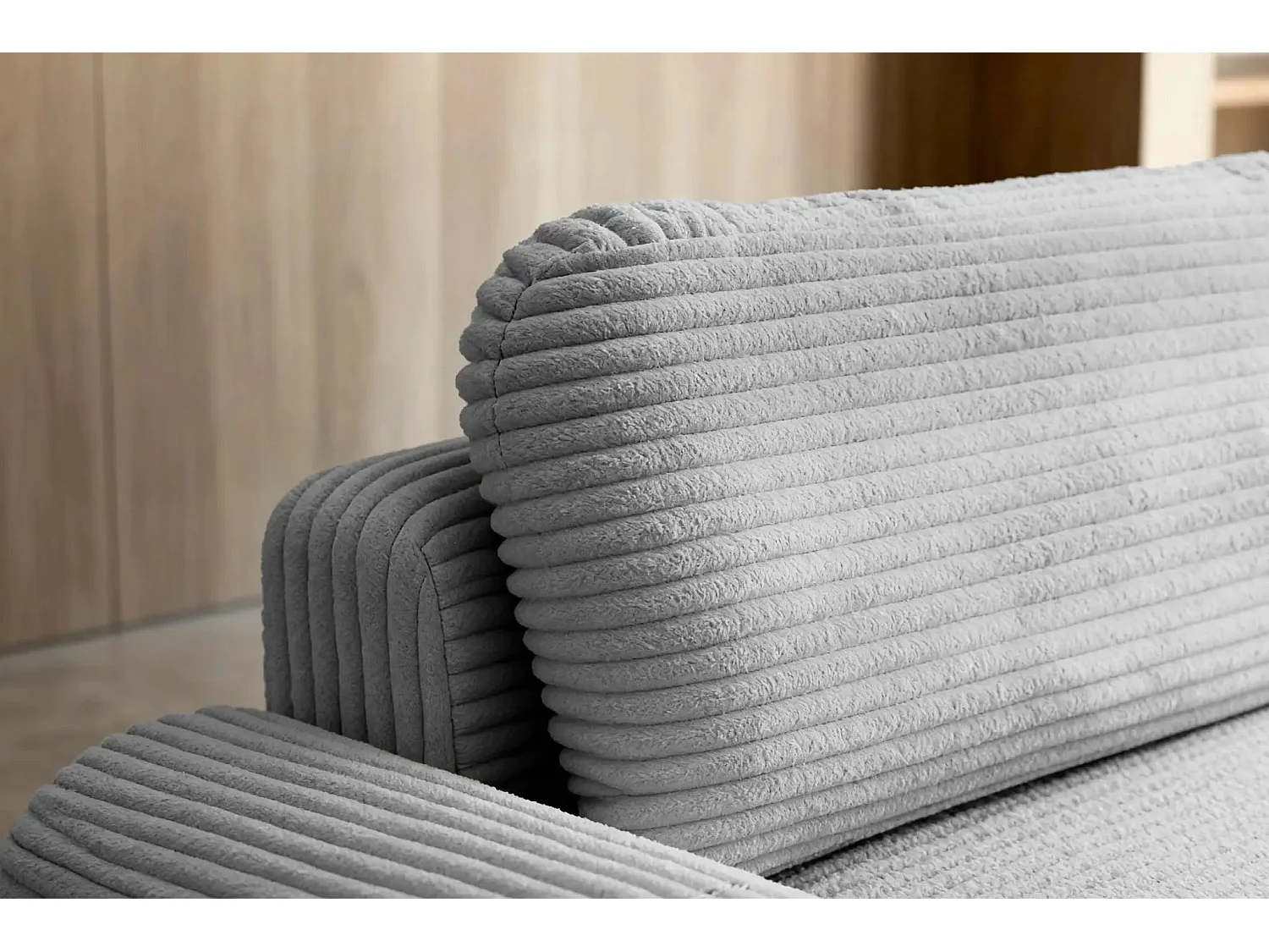 OLYMPE - Canapé d'angle velours cotelé 4 places - Gris Clair - Droit