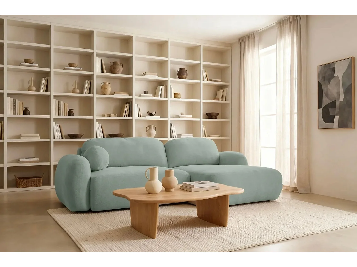 MARTIN - Canapé d'angle - Vert - Droit