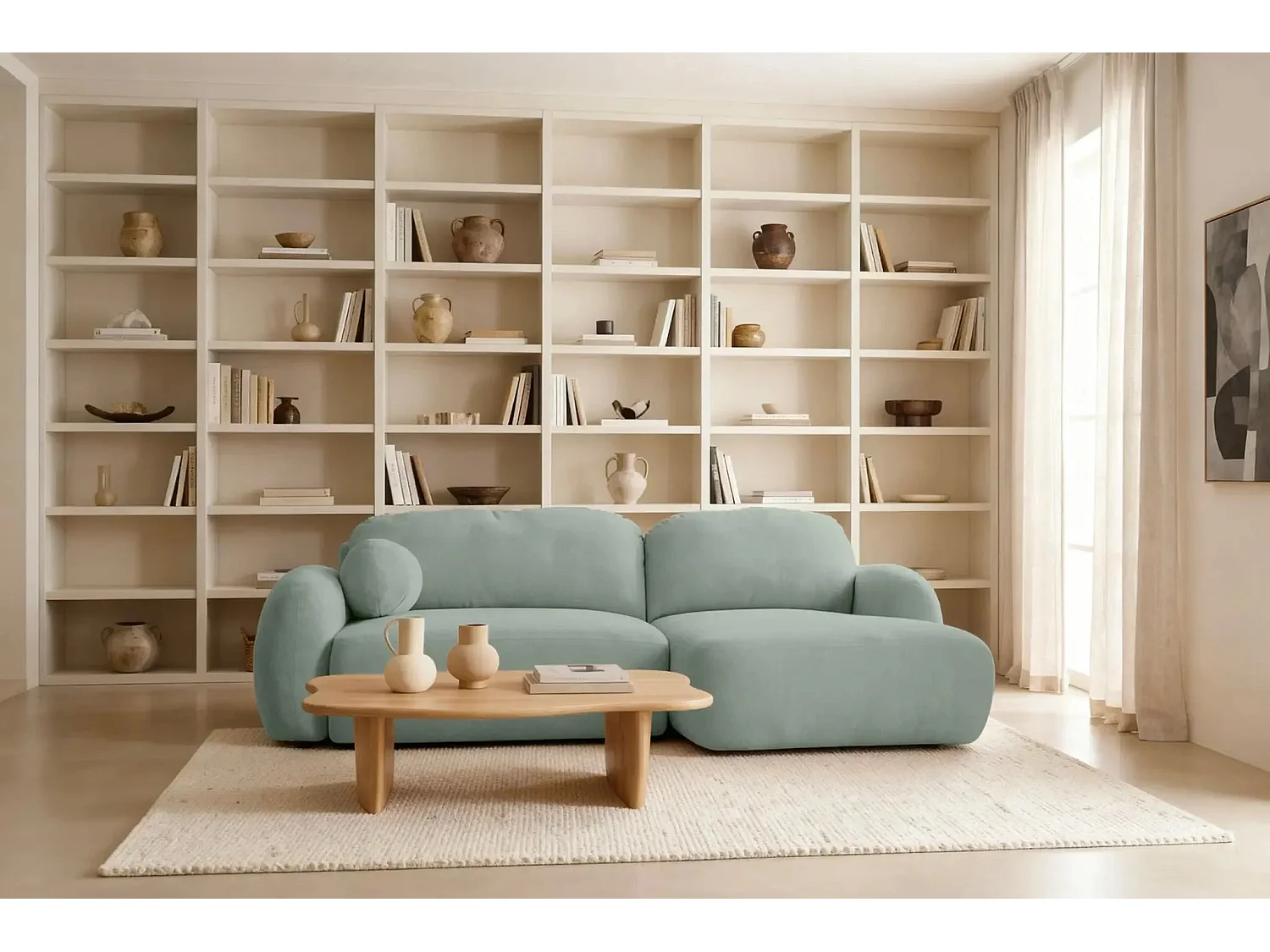 MARTIN - Canapé d'angle - Vert - Droit