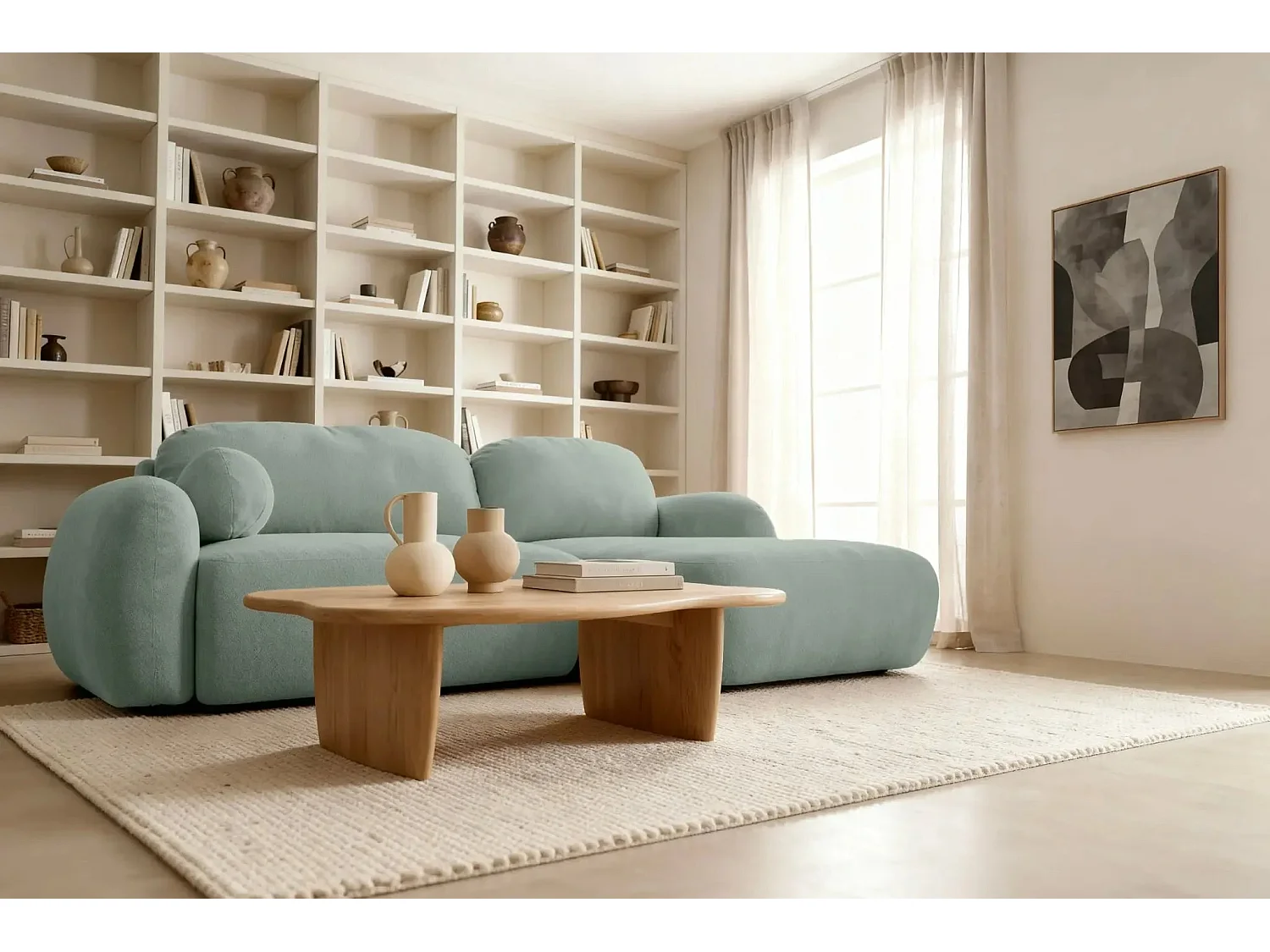 MARTIN - Canapé d'angle - Vert - Droit