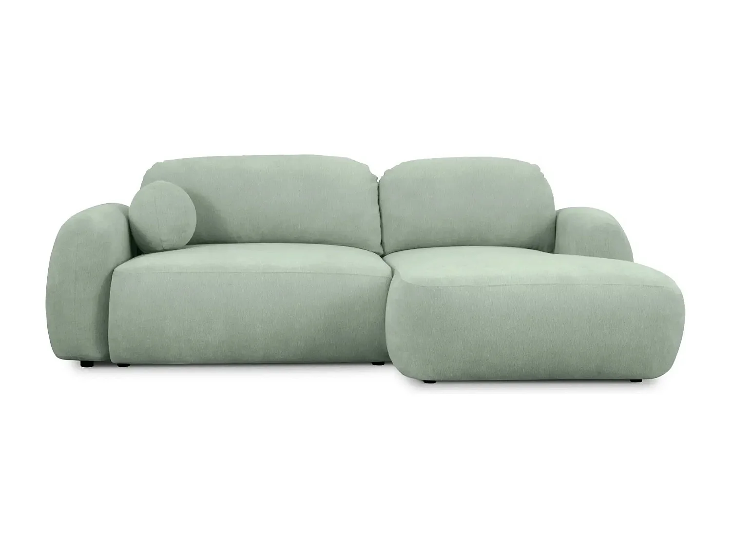 MARTIN - Canapé d'angle 3 places  tissu chenille - Vert - Droit