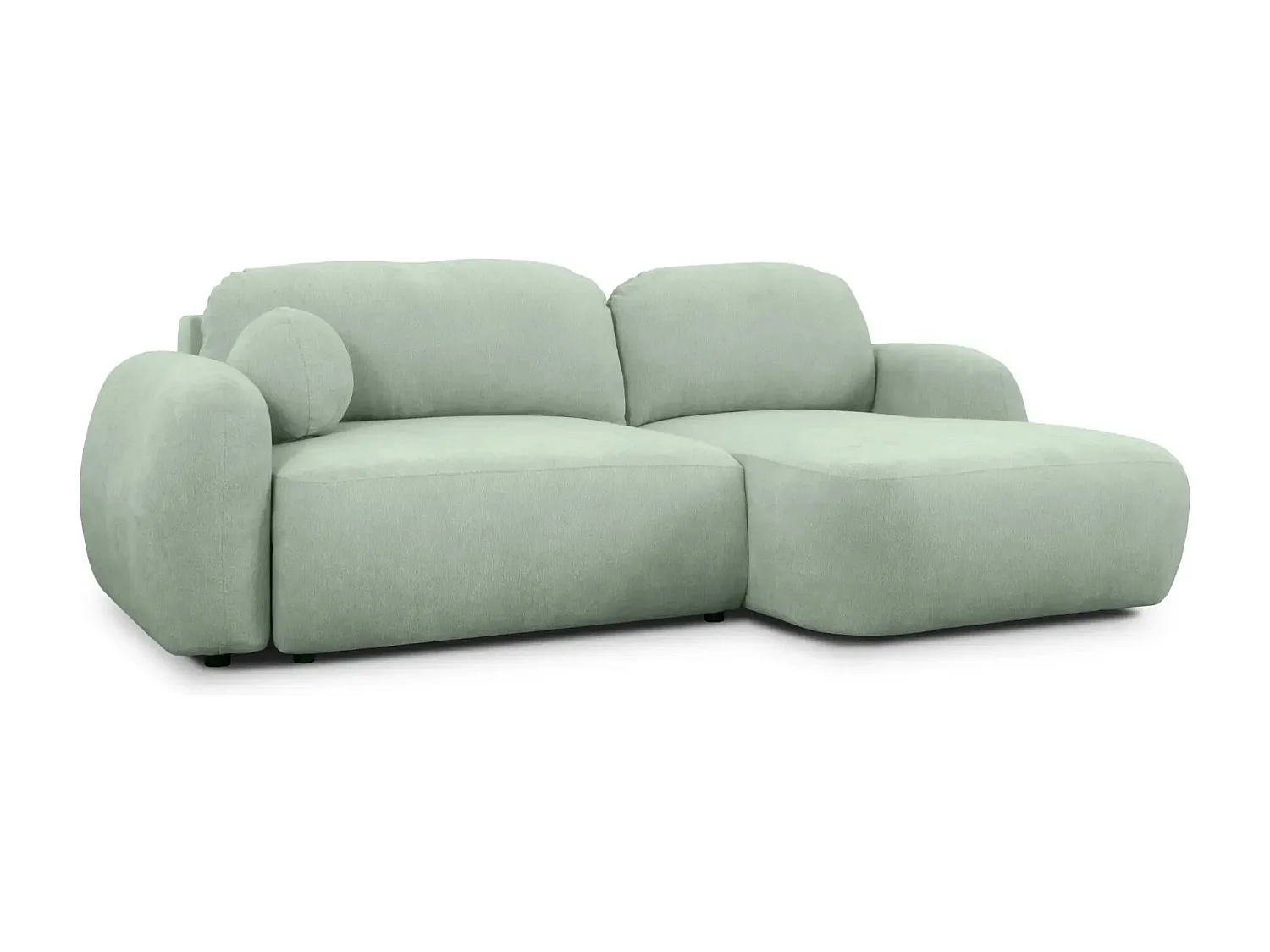 MARTIN - Canapé d'angle 3 places  tissu chenille - Vert - Droit