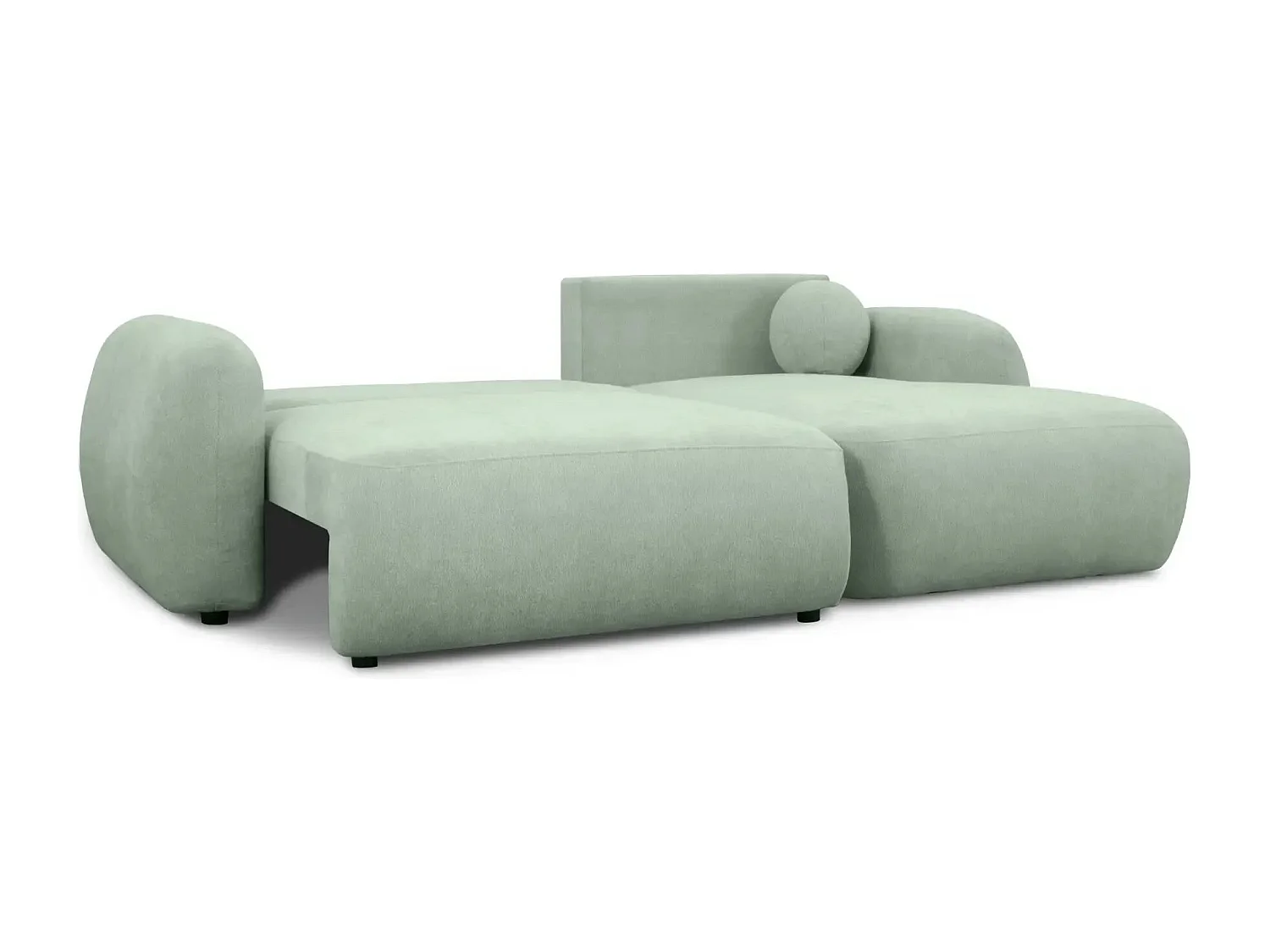 MARTIN - Canapé d'angle 3 places  tissu chenille - Vert - Droit