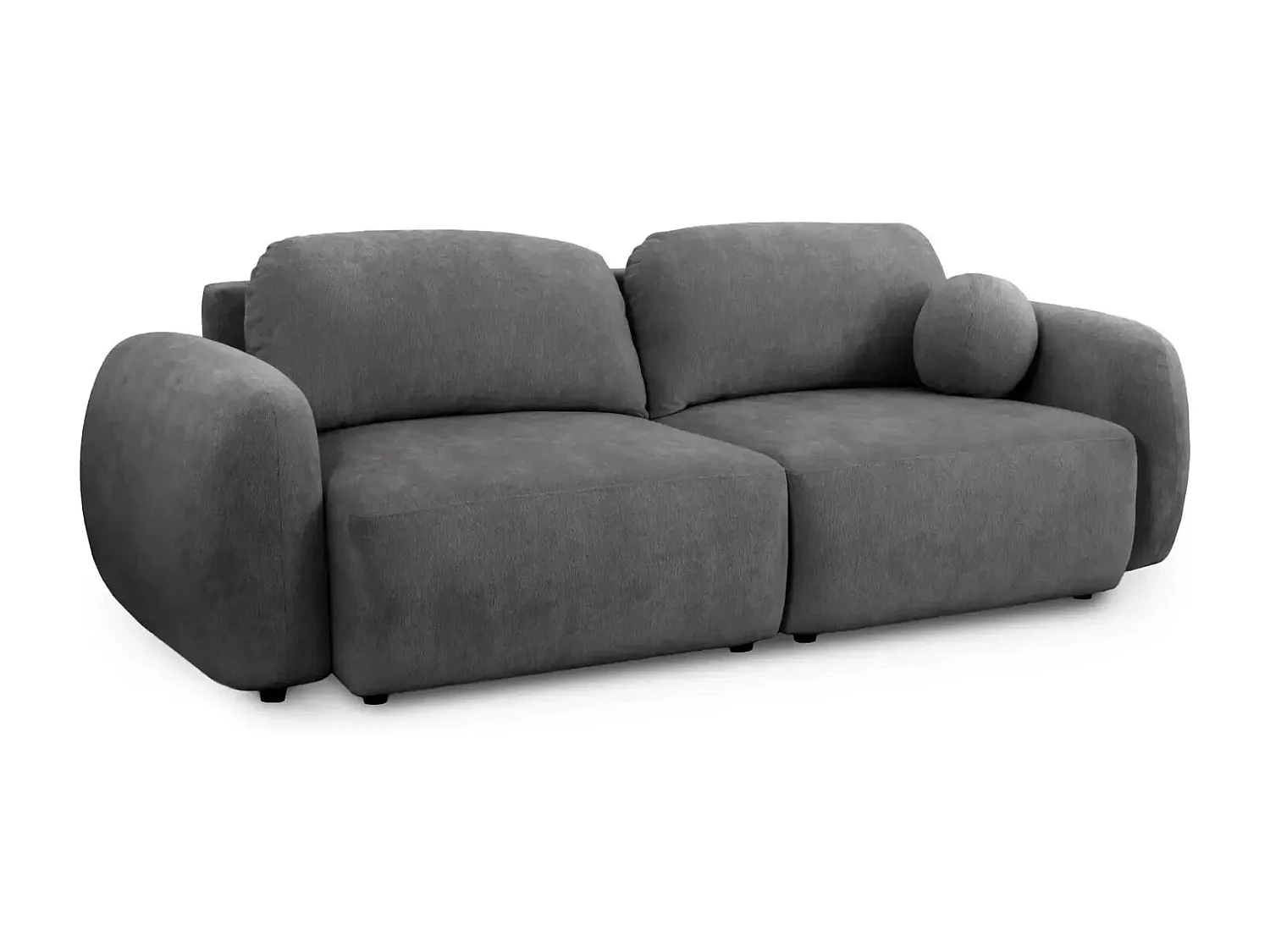 MARTIN - Canapé droit tissu chiné 2 places - Gris Foncé