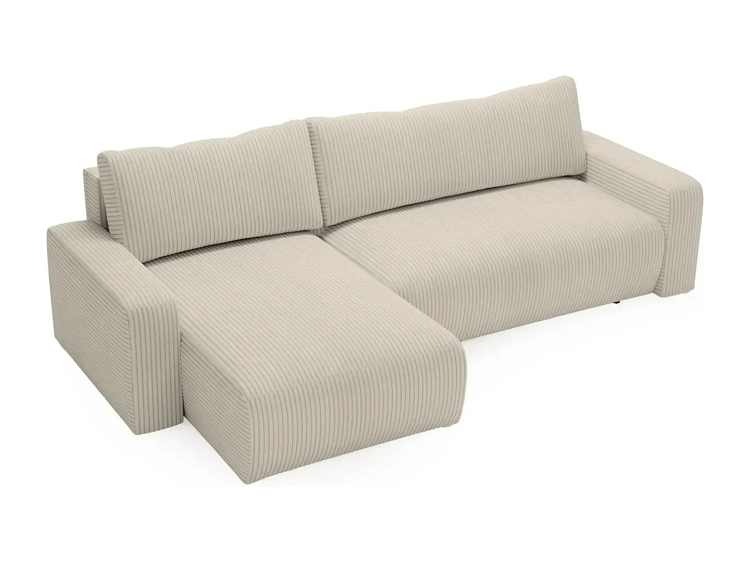 LUCIE - Canapé d'angle velours cotelé - Beige