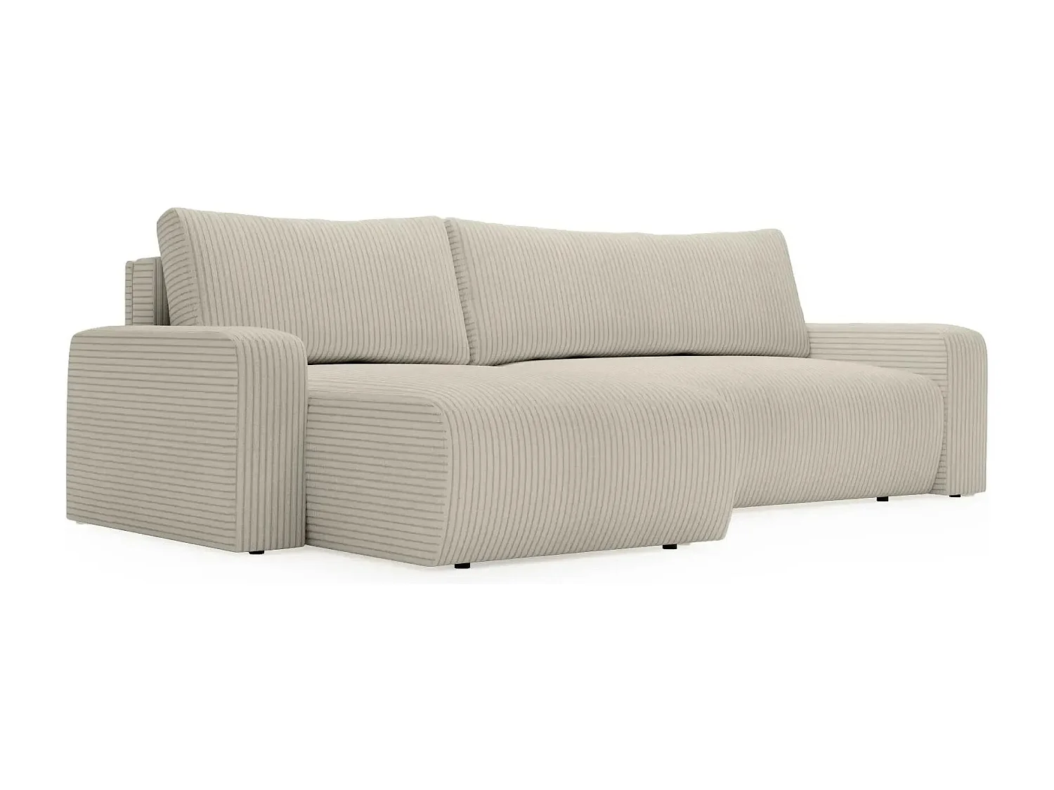 LUCIE - Canapé d'angle velours cotelé - Beige