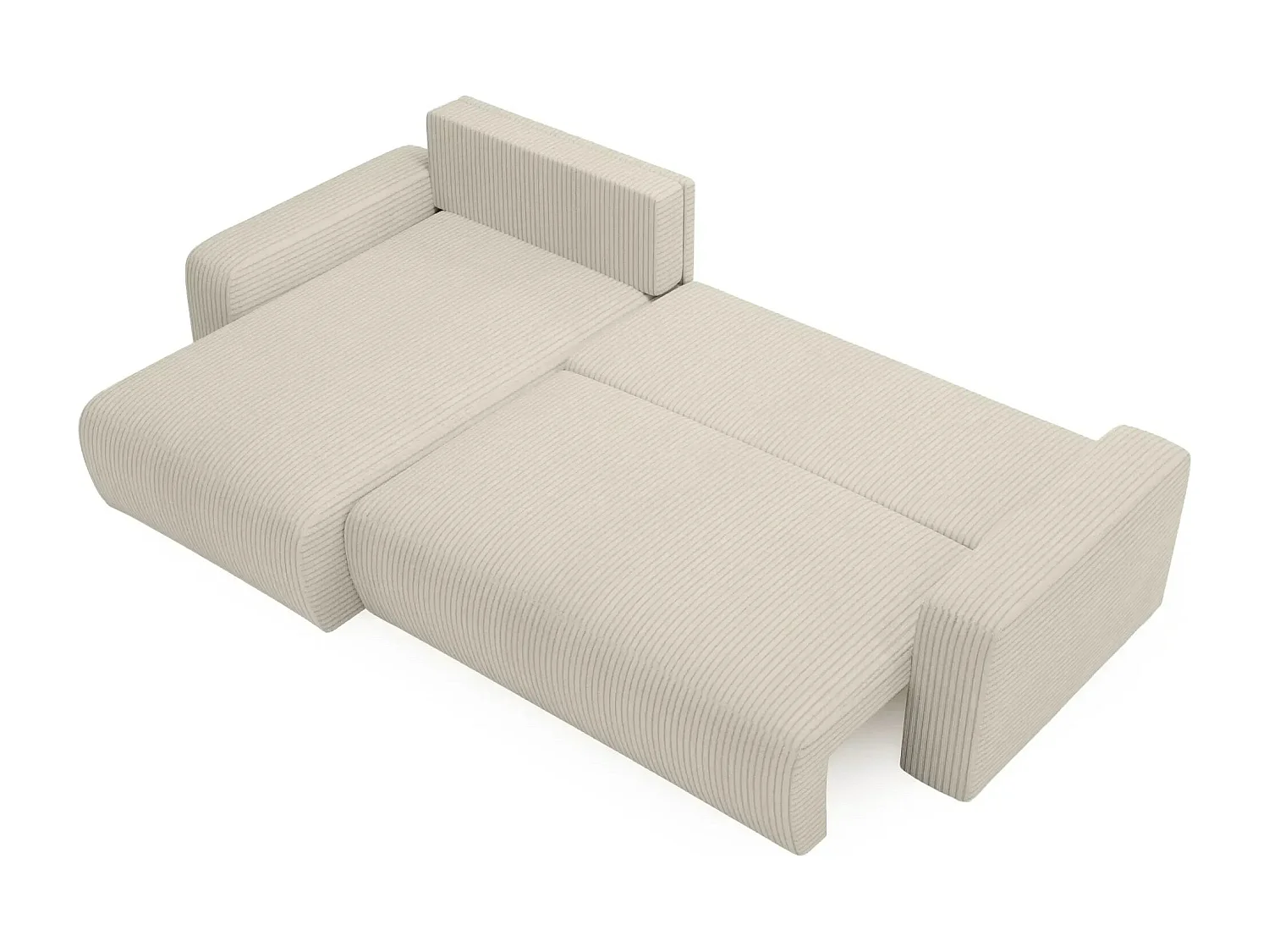 LUCIE - Canapé d'angle velours cotelé - Beige