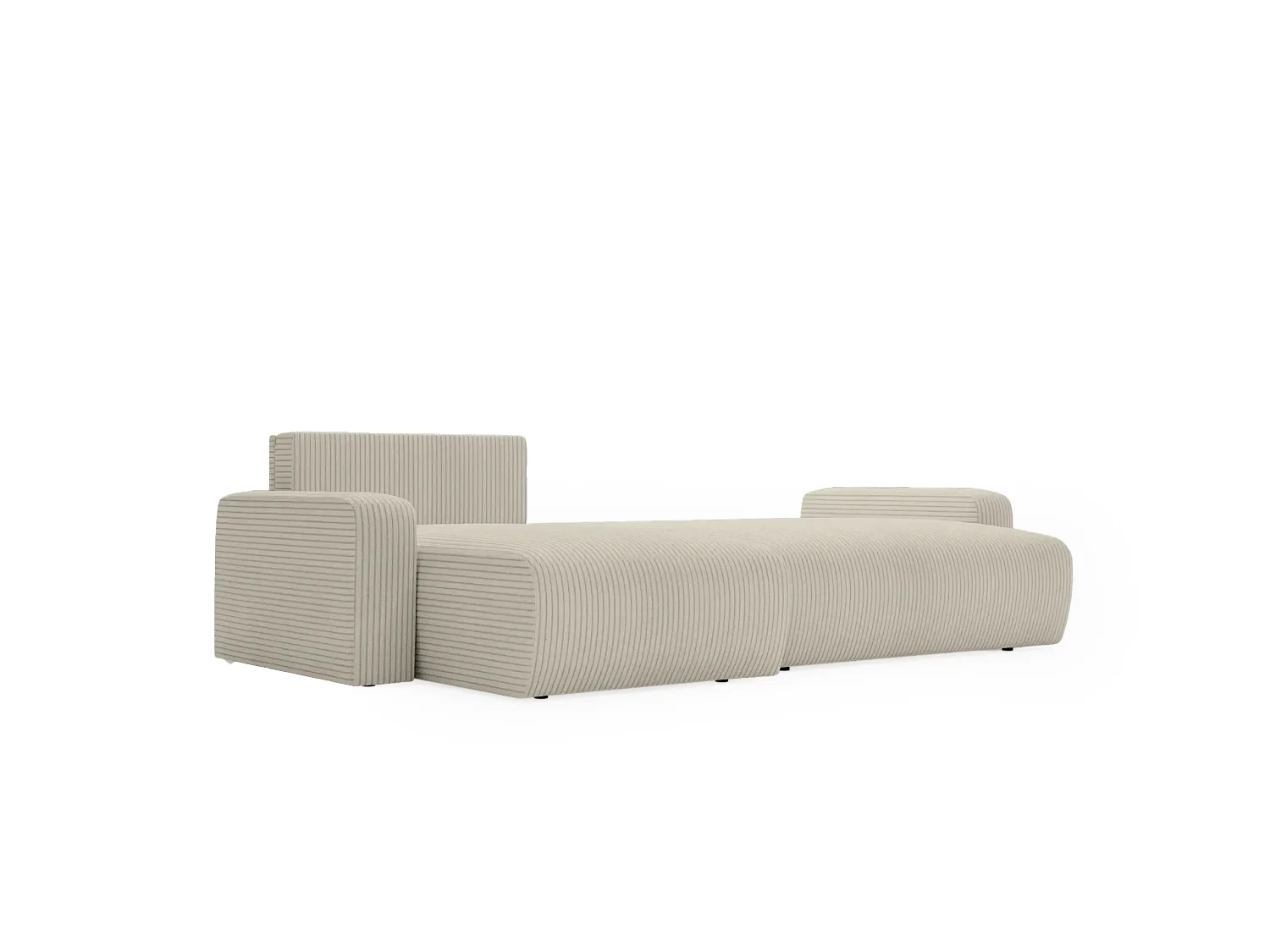 LUCIE - Canapé d'angle velours cotelé - Beige