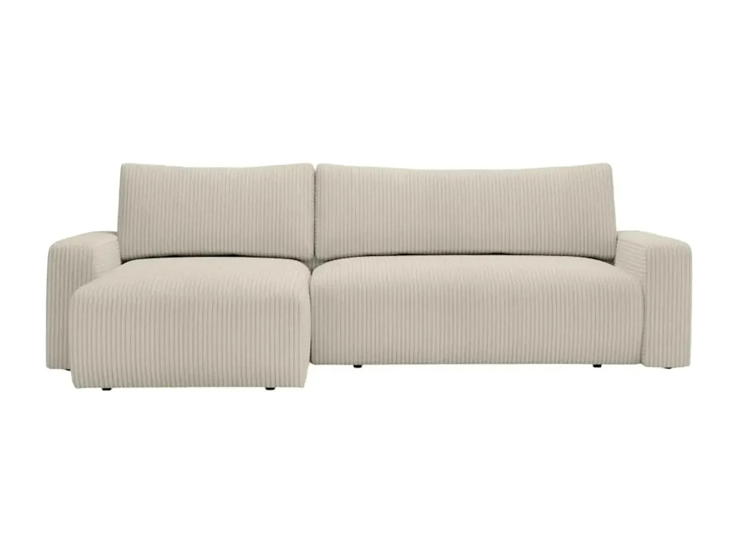 LUCIE - Canapé d'angle velours cotelé 4 places - Beige