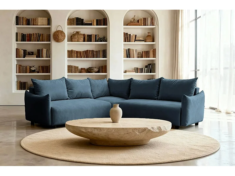 OCEANE - Canapé panoramique 5 places - Bleu