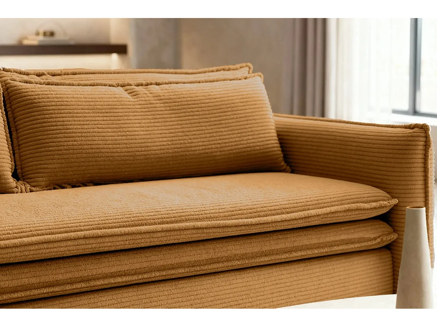 OSCAR - Canapé droit convertible 3 places 3 places - Moutarde