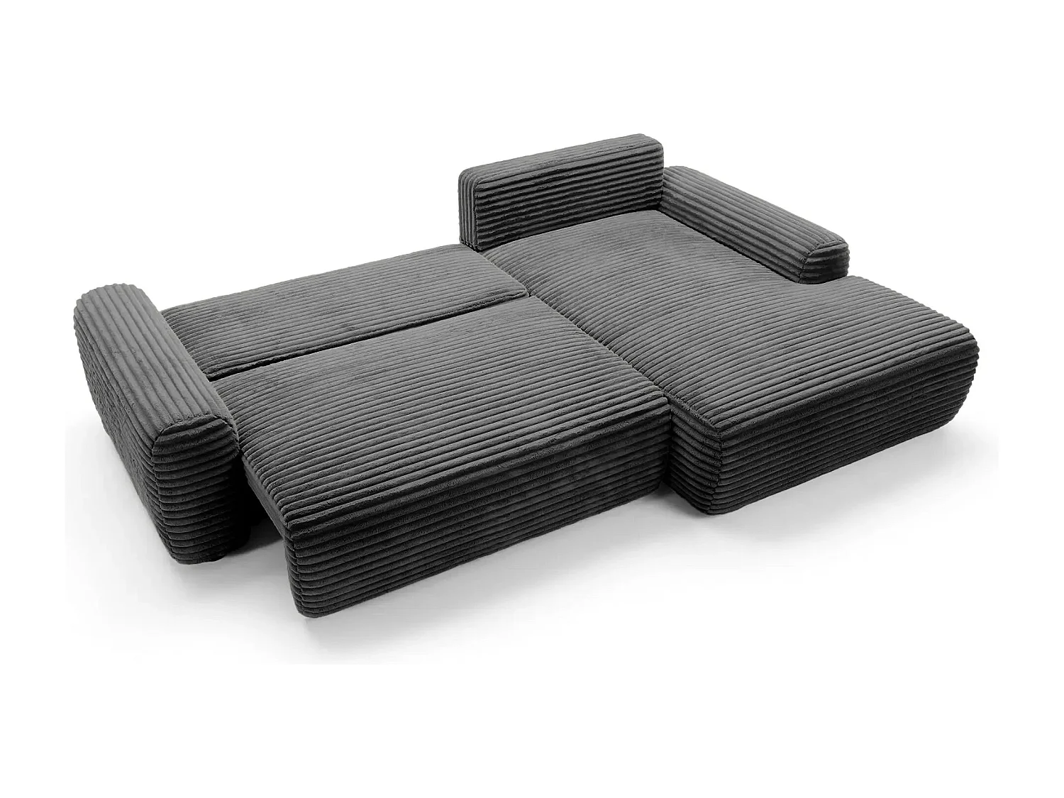 OLYMPE - Canapé d'angle velours cotelé - Gris Anthracite - Droit