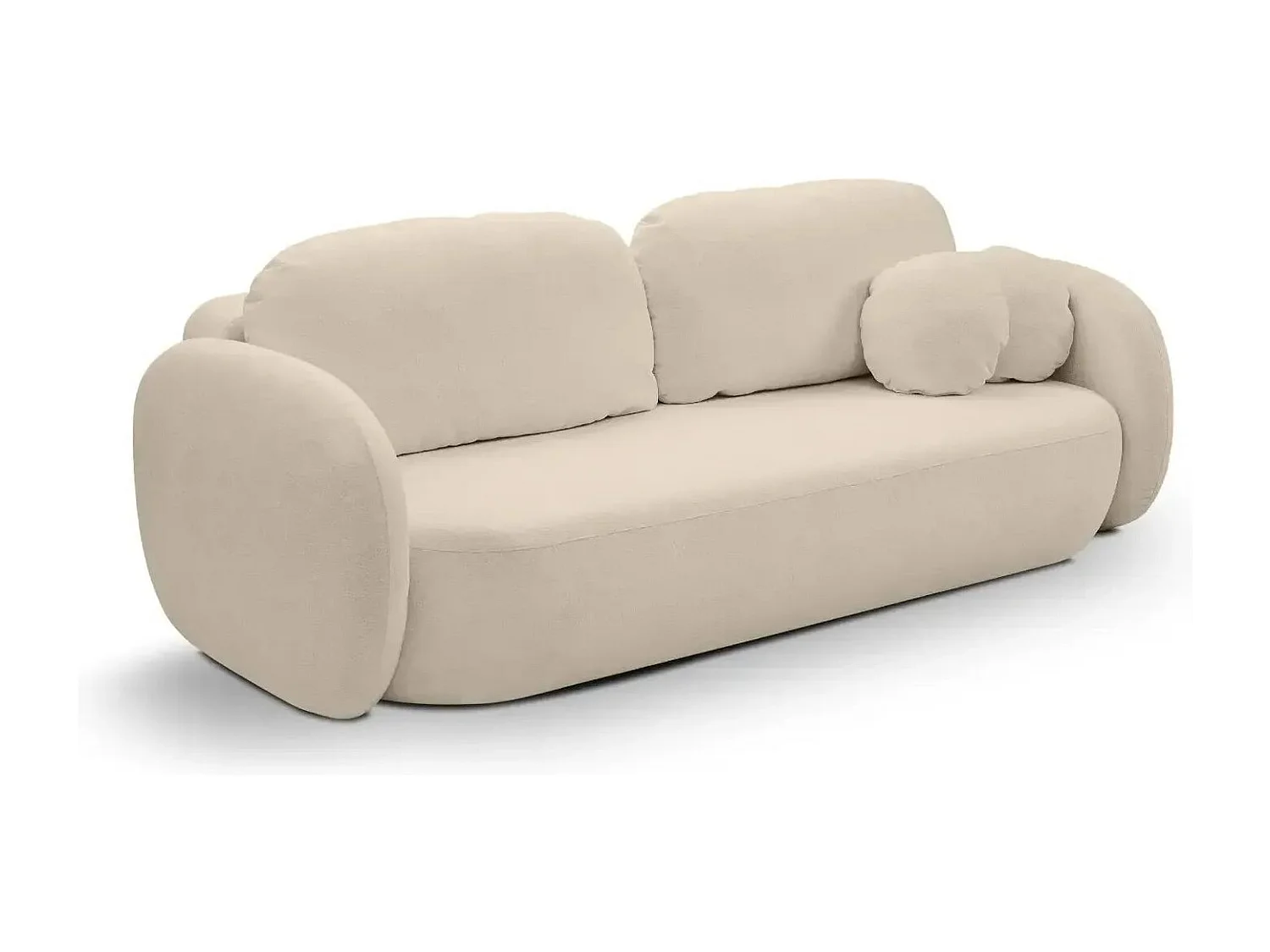 SANTIAGO - Canapé droit tissu bouclette 3 places - Taupe