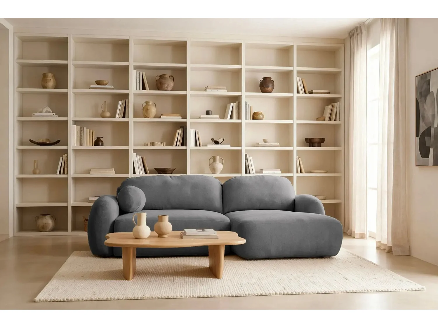 MARTIN - Canapé d'angle - Gris Foncé - Droit