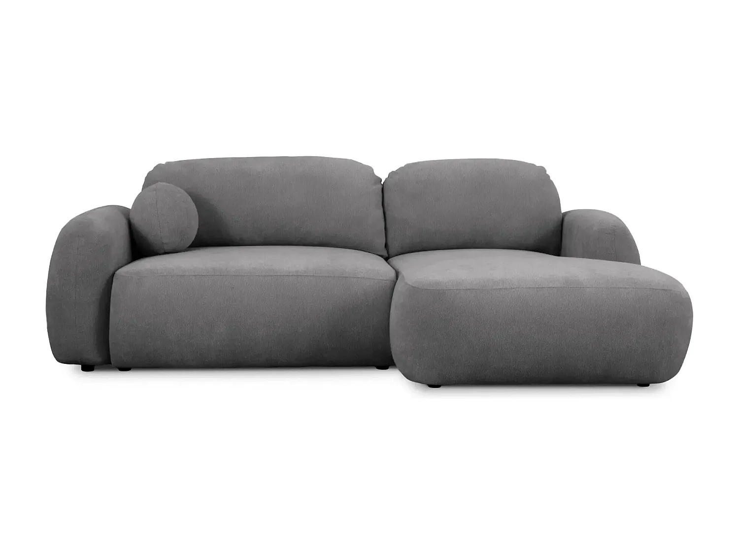 MARTIN - Canapé d'angle 3 places  tissu chenille - Gris Foncé - Droit